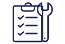 Checklist on clipboard with wrench (icon)